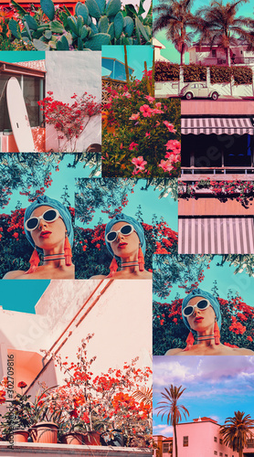 Photography Fashion aesthetic moodboard. Cuba vibes. Travel concept