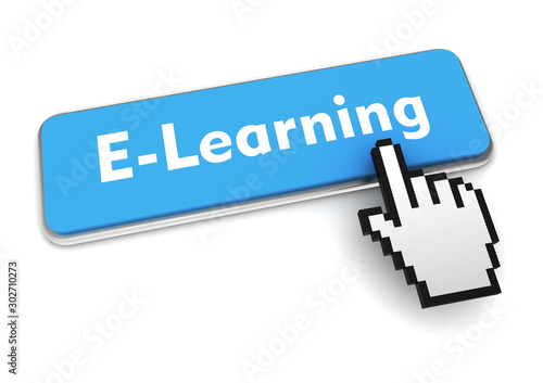 e-learning push button concept 3d illustration
