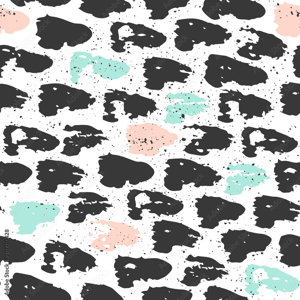 Fototapeta premium Vector seamless pattern with geometric brush strokes elements. Memphis geometric outline trendy modern style. 