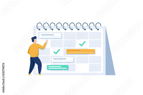 A handsome businessman is planning his work,Modern concept for business planning, news and events, reminder and timetable
