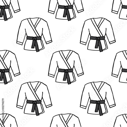karate suit seamless doodle pattern, vector illustration