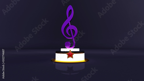 3d rendering of a colored music note Isolated on a colored background.