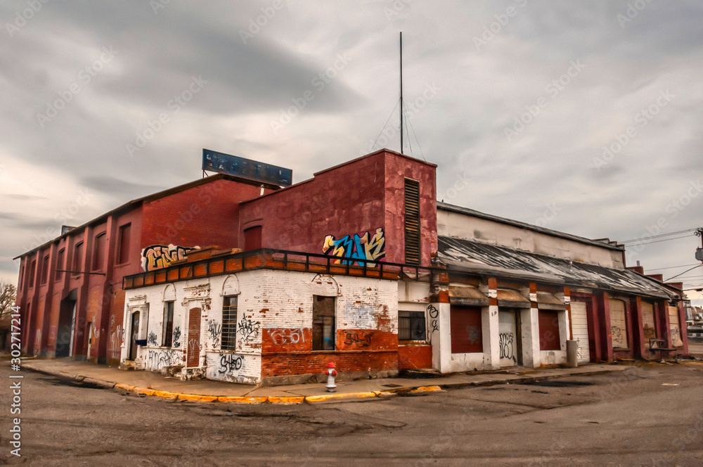 An abandoned shop building.