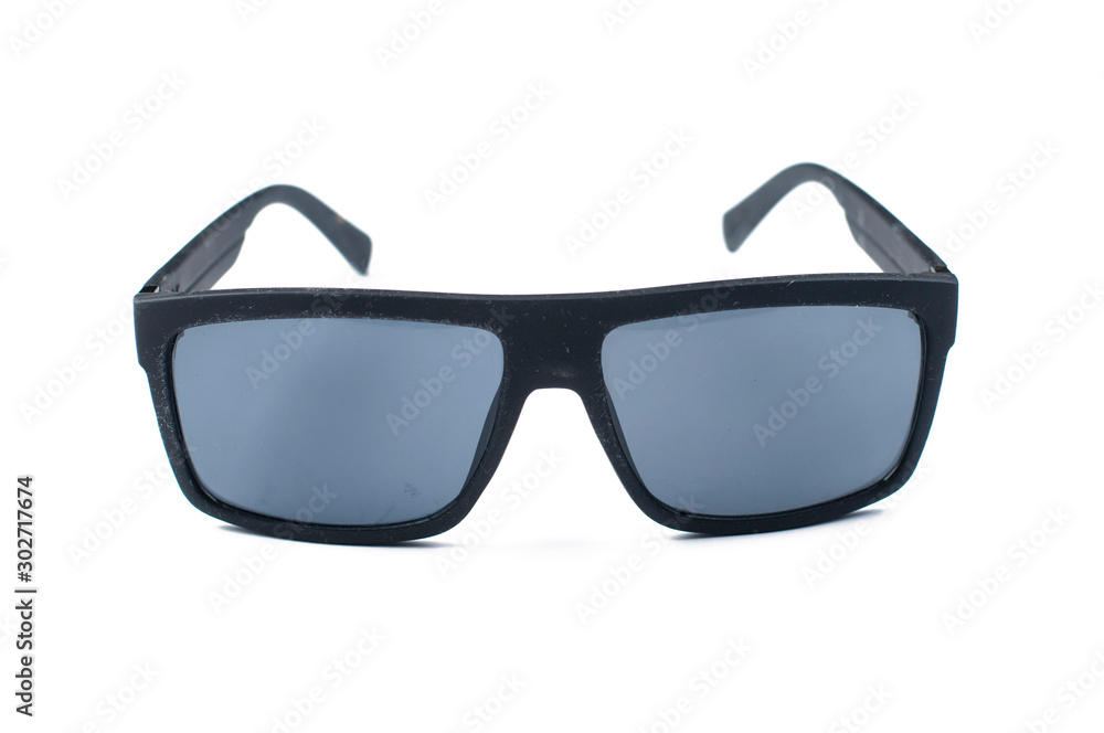 Black sunglasses isolated on white background.Copy space Black sunglasses isolated on white background.Copy space