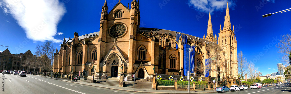 SYDNEY - AUGUST 19, 2018: St Mary's Cathedral on a beautiful sunny day