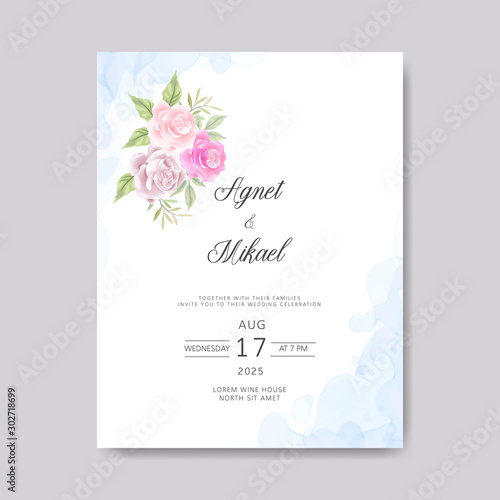 wedding cards invitation with beautiful flower