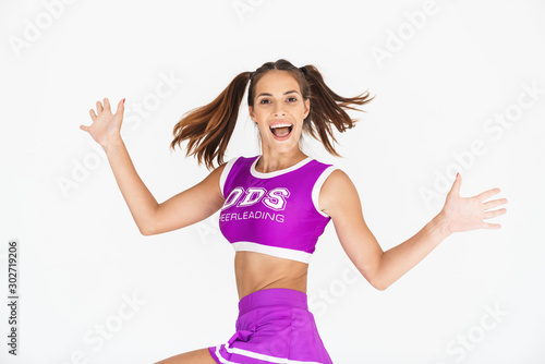 Happy optimistic cheerleader woman isolated © Drobot Dean