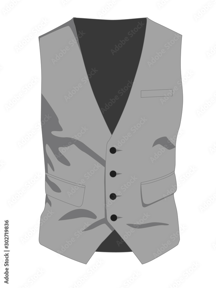 Waistcoat grey realistic vector illustration isolated Waistcoat grey realistic vector illustration isolated