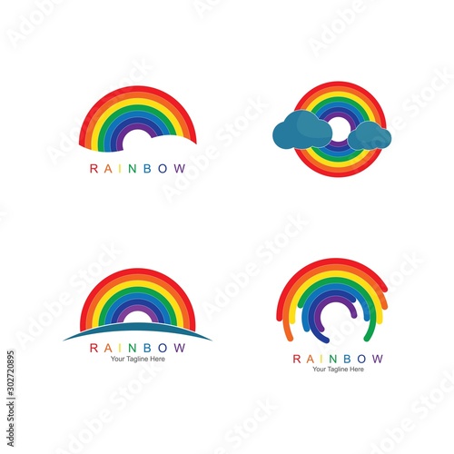 Rainbow logo template vector icon illustration design