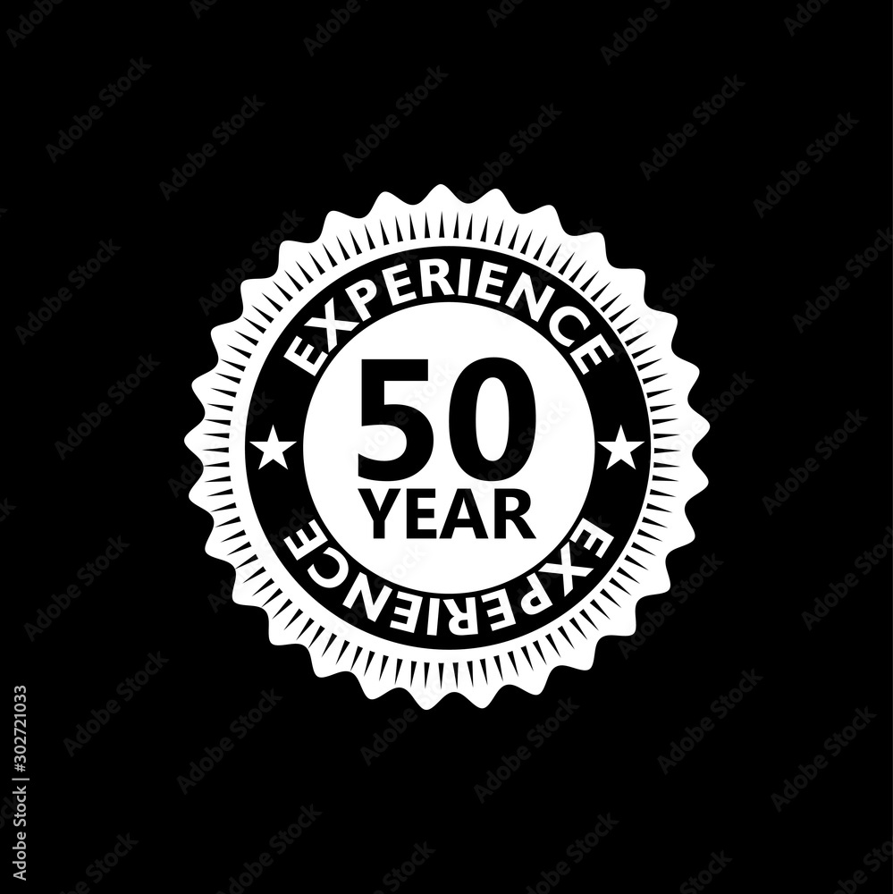 50 years experience with ribbon sign isolated on black background 50 years experience with ribbon sign isolated on black background