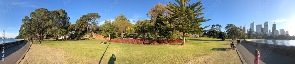 SYDNEY - AUGUST 20, 2018: Royal Botanic Gardens on a sunny day with tourists and locals SYDNEY - AUGUST 20, 2018: Royal Botanic Gardens on a sunny day with tourists and locals
