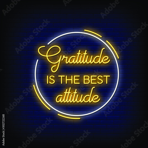 Gratitude is the best Attitude Neon Signs Style Text Vector