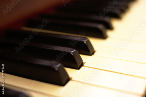 old wood piano keys close