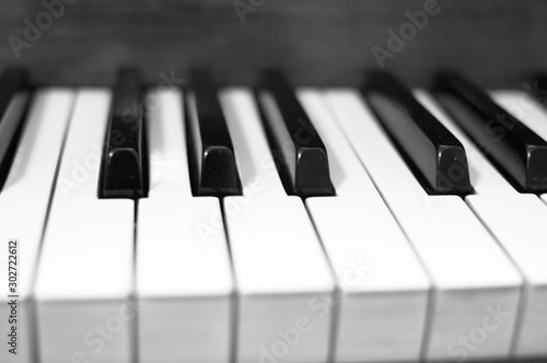 old wood piano keys close