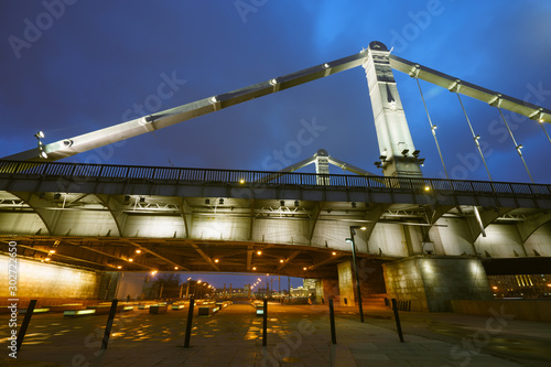 Photography Long exposure image of Moskva river and Krymsky bridge at bright spring night