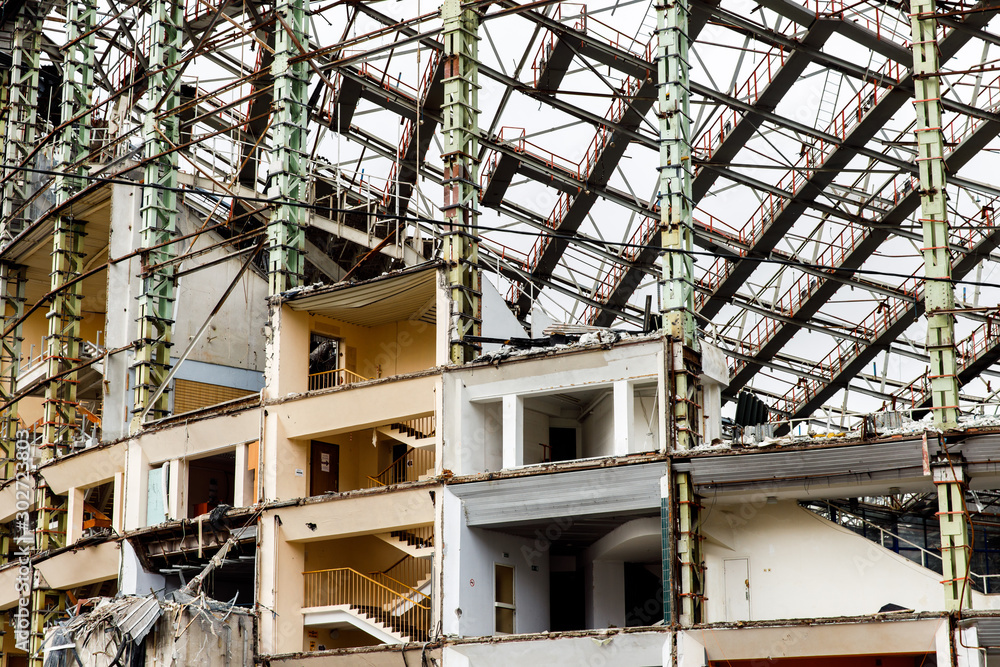 Tall dilapidated building with iron floors Tall dilapidated building with iron floors