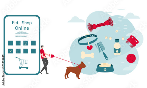 Vector Online Pet Shop People dog care Purchases