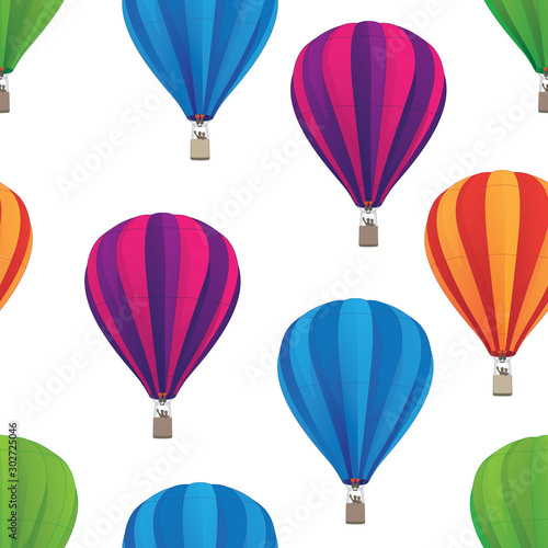 Hot Air Balloon Seamless Repeating Pattern Isolated Vector Illustration