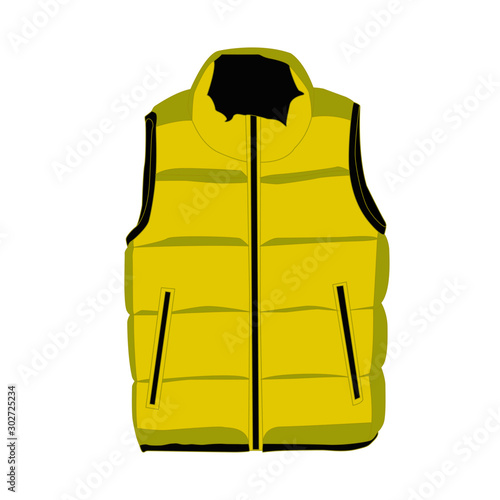 Sleeveless jacket yelow realistic vector illustration isolated