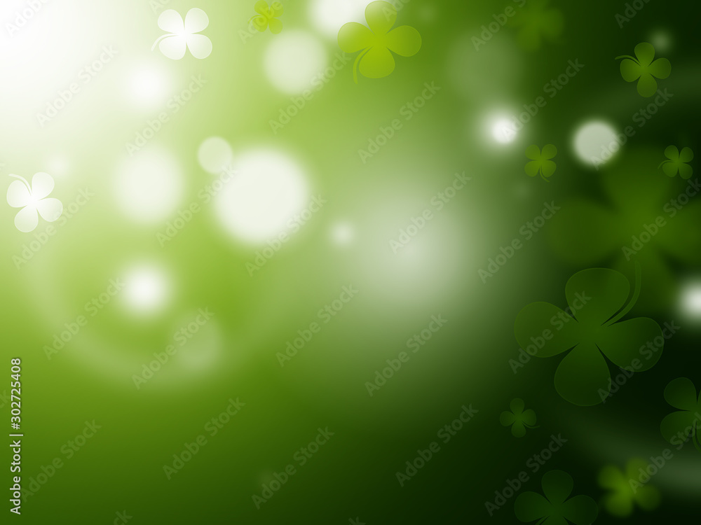 Background with falling clover leaves. Saint Patrick day background. Can be used for topics like symbol of Ireland, nature, summer Background with falling clover leaves. Saint Patrick day background. Can be used for topics like symbol of Ireland, nature, summer