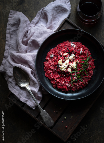 Obraz w ramie Beetroot risotto with blue cheese 