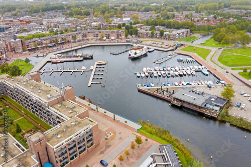 Aerial from the city and harbour in Almere in the Netherlands photo