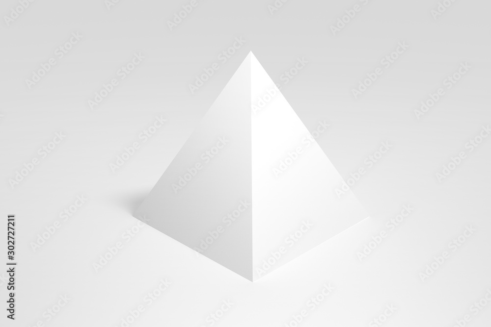 White pyramid on white background. Pyramid mockup. 3d illustration White pyramid on white background. Pyramid mockup. 3d illustration