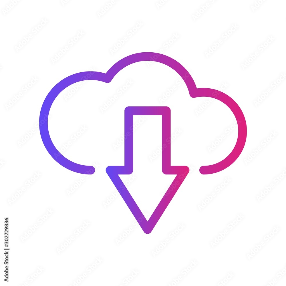 Gradient Downloading Cloud Icon With White Background Gradient Downloading Cloud Icon With White Background