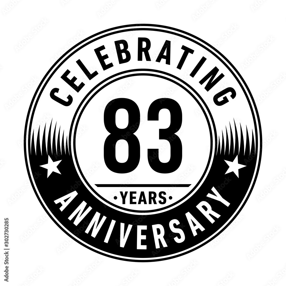 83 years anniversary celebration logo template. Vector and illustration.