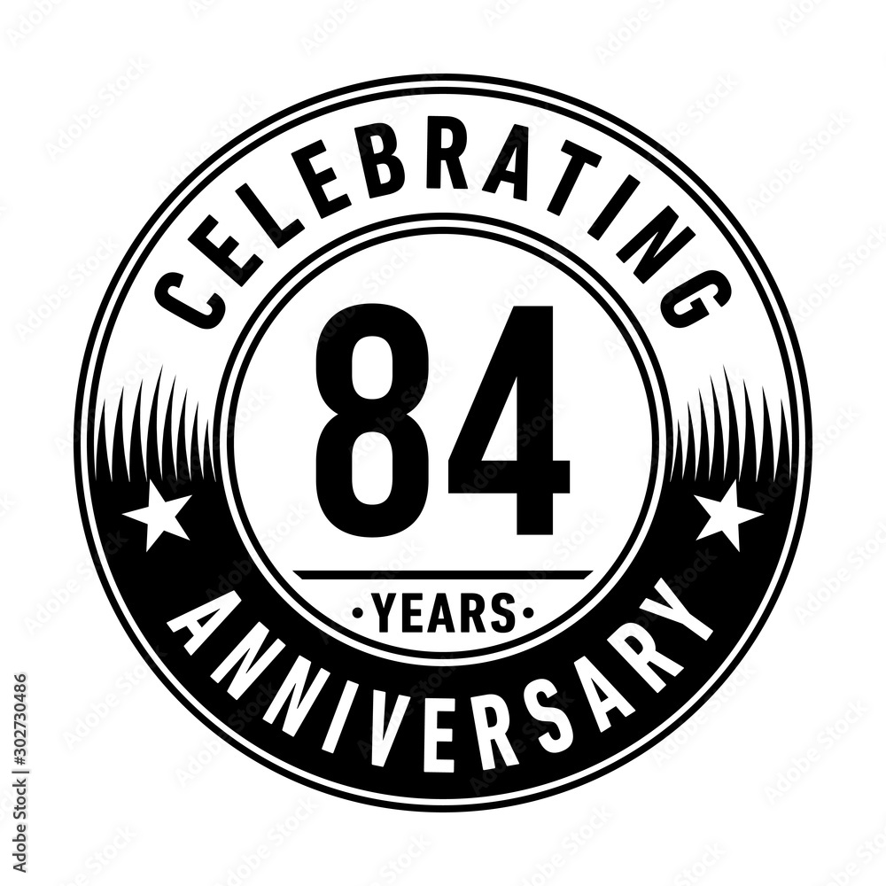 84 years anniversary celebration logo template. Vector and illustration.