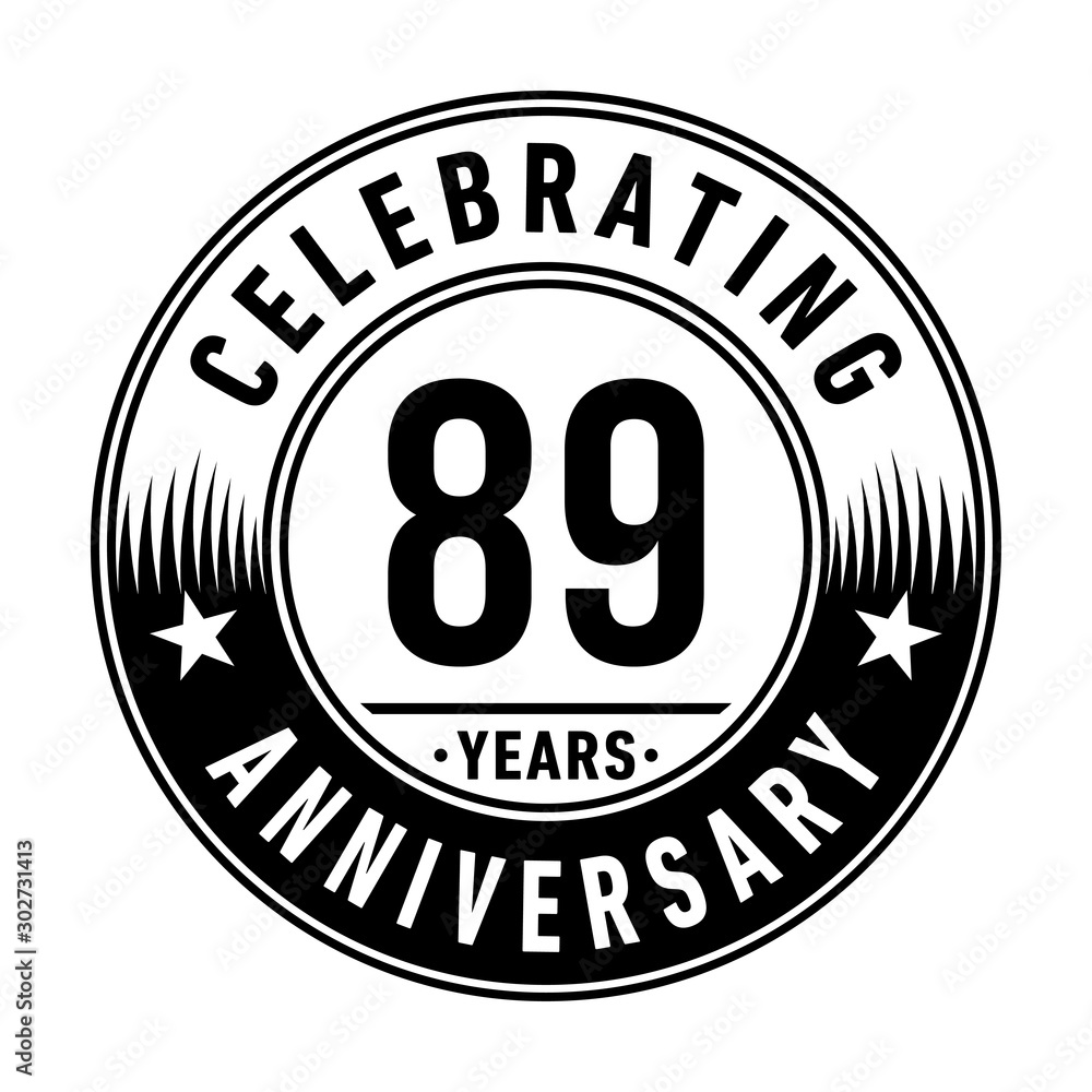 89 years anniversary celebration logo template. Vector and illustration.
