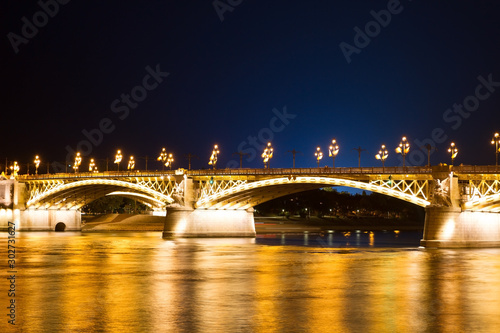 Night bridge over the Danube River in Budapest