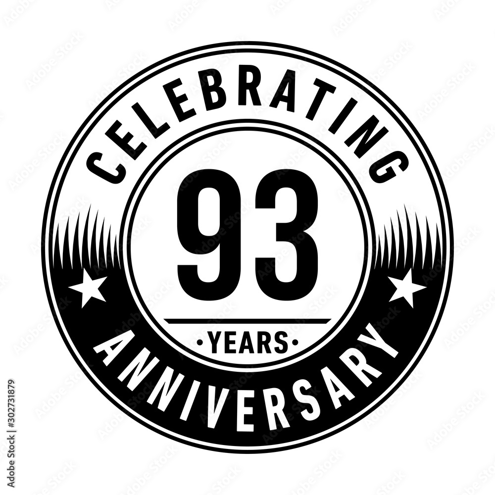 93 years anniversary celebration logo template. Vector and illustration.