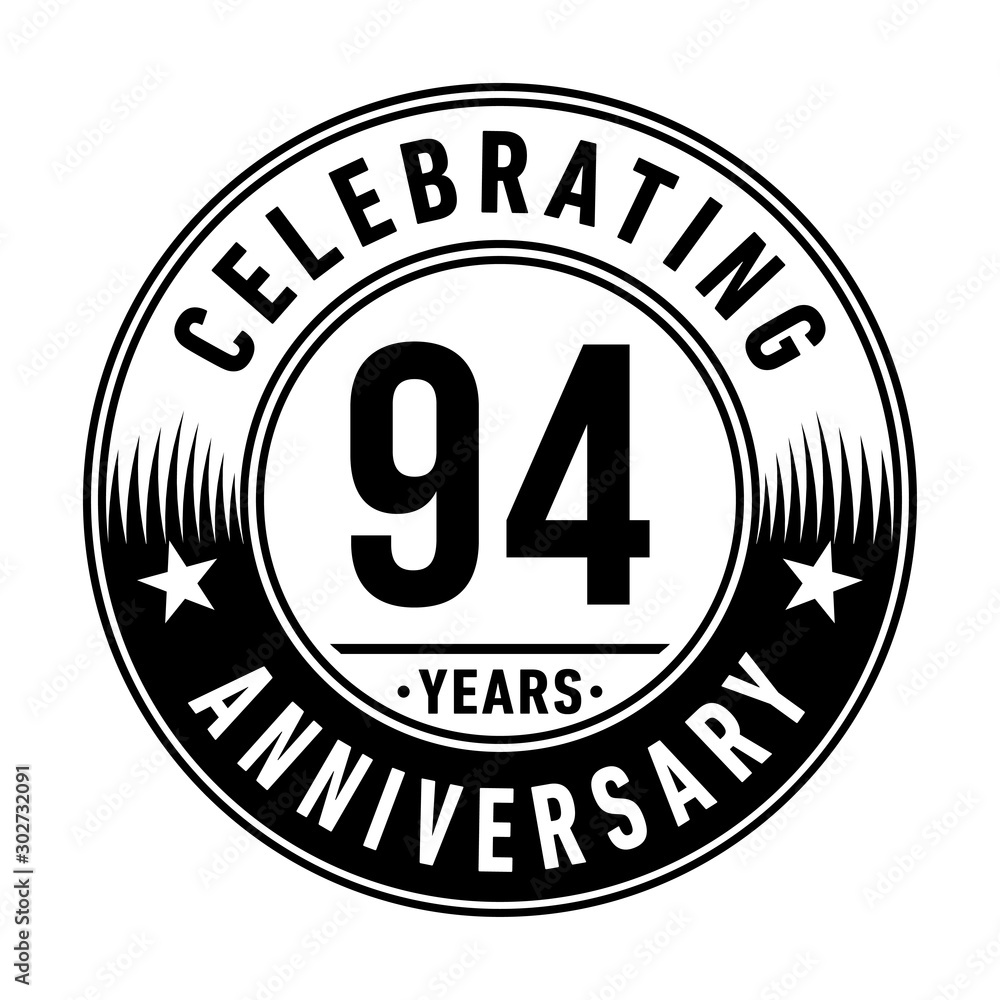 94 years anniversary celebration logo template. Vector and illustration.
