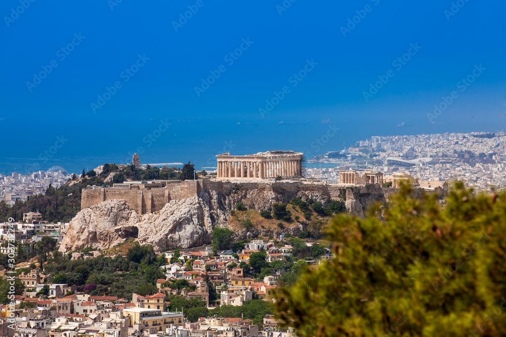 The city of Athens seen from the Mount Lycabettus a Cretaceous limestone hill