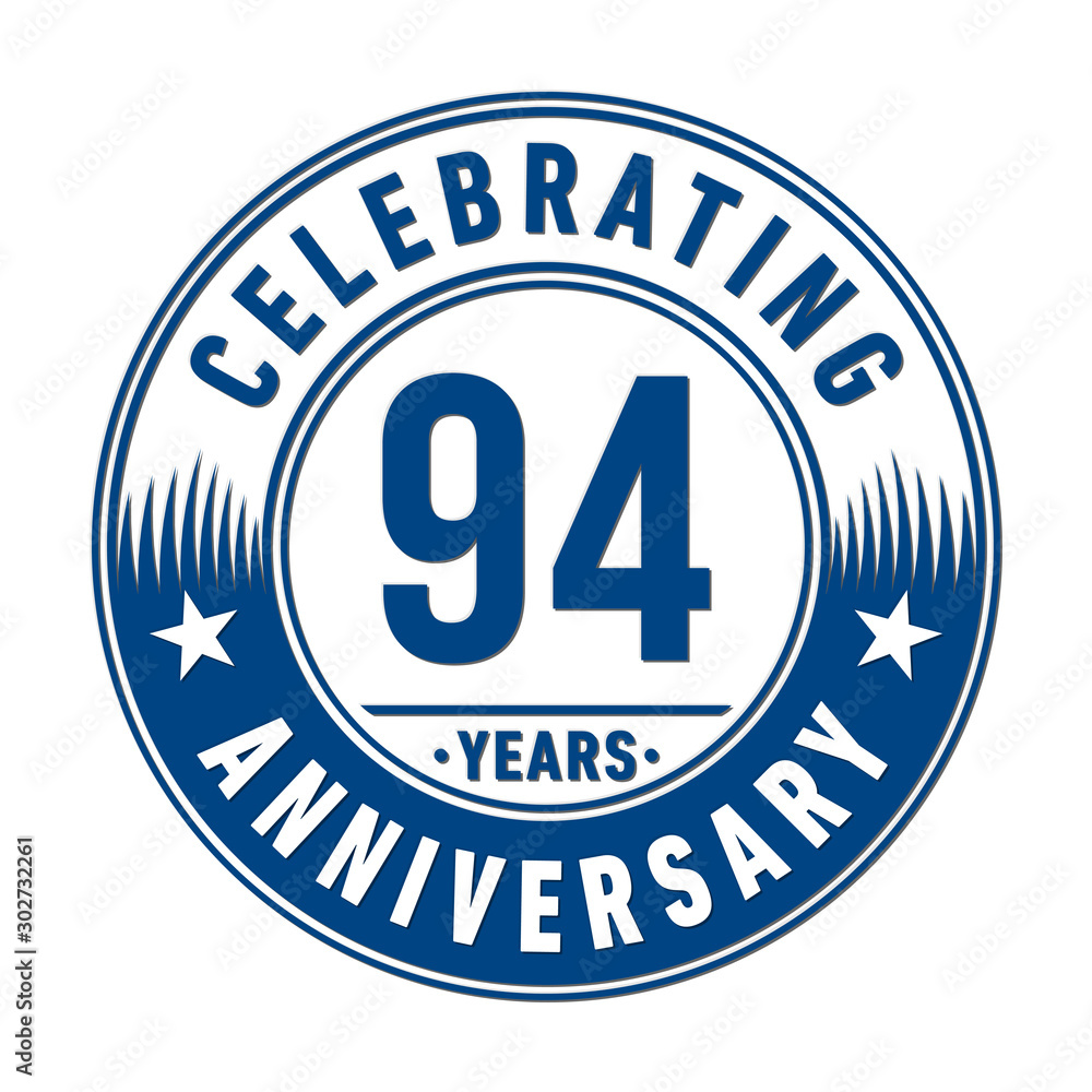 94 years anniversary celebration logo template. Vector and illustration.