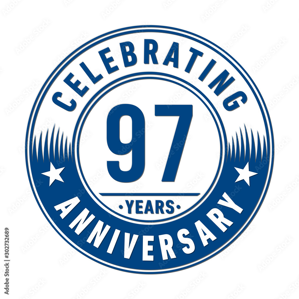 97 years anniversary celebration logo template. Vector and illustration.