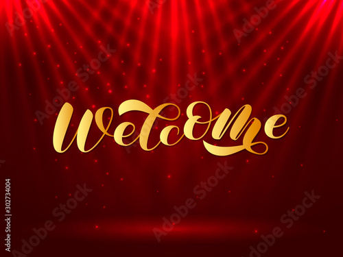 Welcome brush lettering. Vector illustration for card or poster