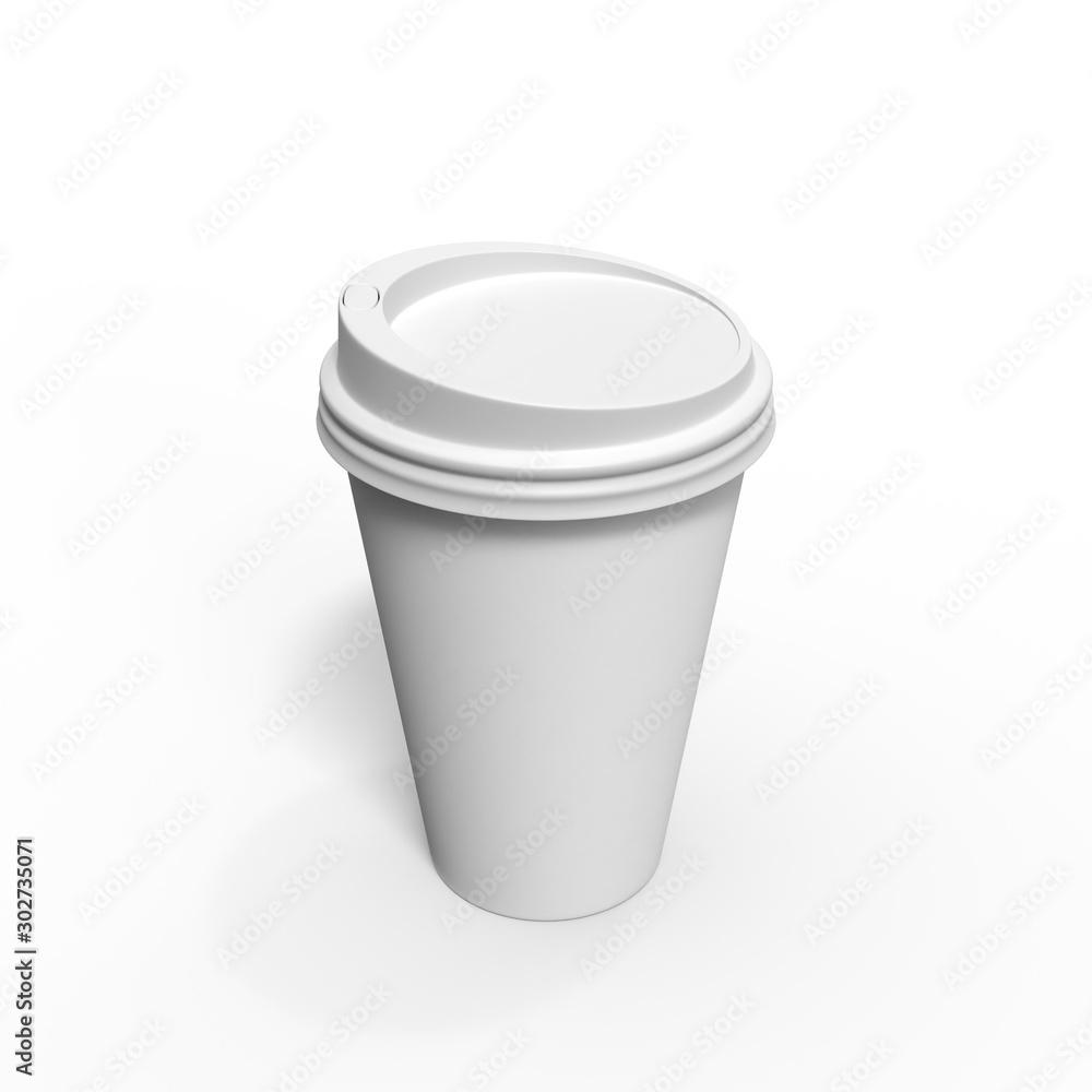 Blank coffee cup mockup. Branding template. 3d render isolated on white Blank coffee cup mockup. Branding template. 3d render isolated on white