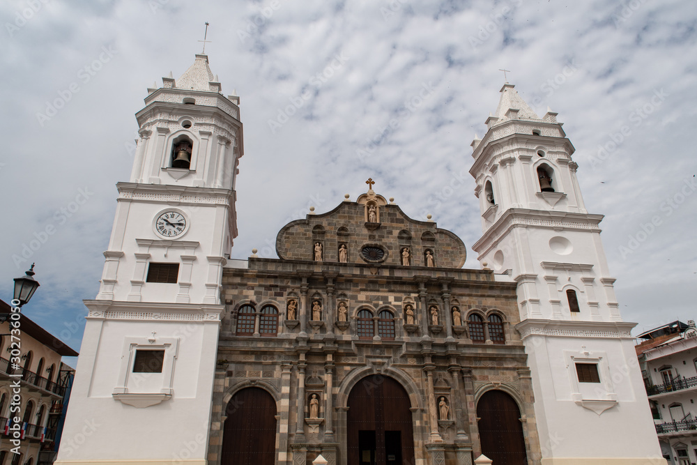 Metropolitan Cathedral   (also known as Cathedral Basilica of St. Mary) in Casco Antiguo (Spanish old town), also known as Casco Viejo of Panama City in Panama. Religious landmark.