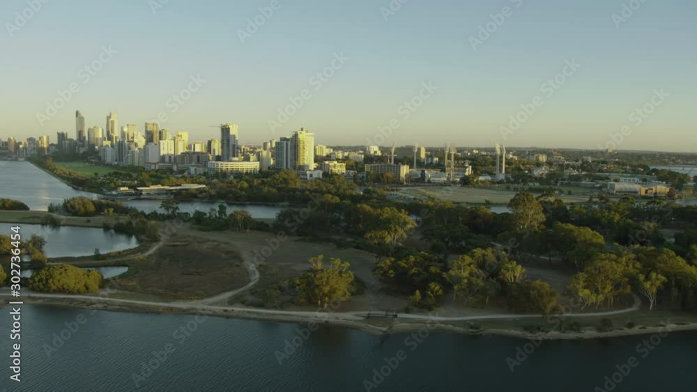 Aerial view Causeway bridge traffic Heirisson Island Perth Aerial view Causeway bridge traffic Heirisson Island Perth