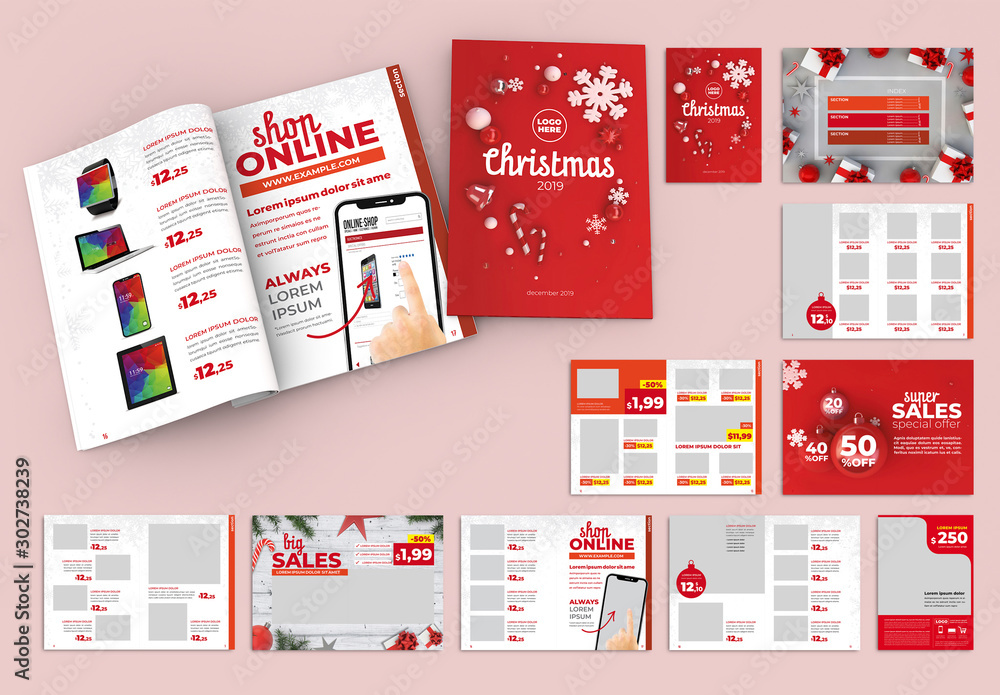 Christmas Style Product Catalog Layout Stock Template Adobe Stock
