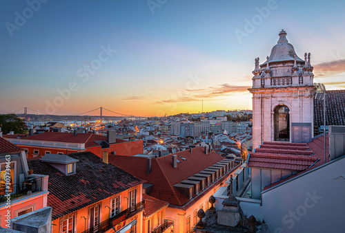 vista do centro de Lisboa Portugal vista de um terraço.