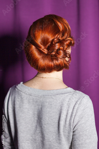 Wedding styling the girl in regular clothes. Sample hairstyles before party-3.