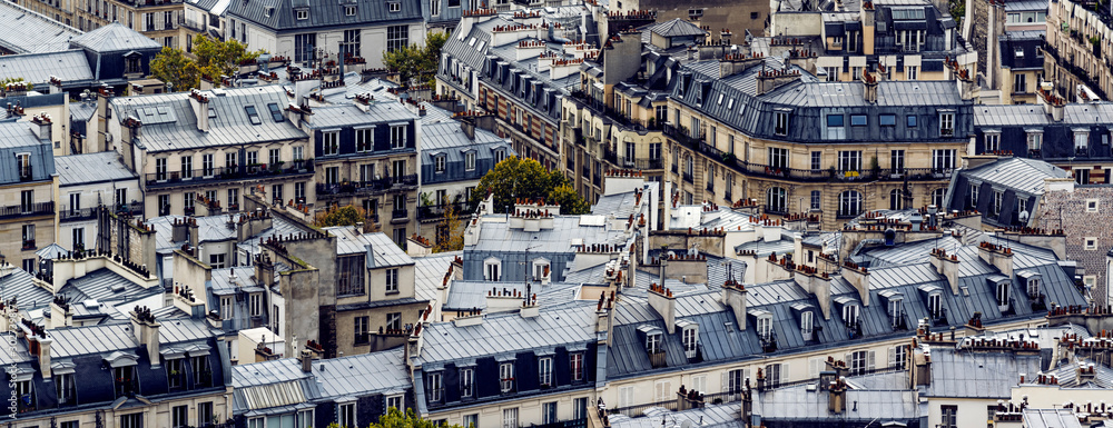 Fototapeta premium Rooftops of Paris. Close up on French capitol roofs