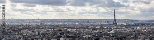 Panorama of Paris with visible Eiffel Tower