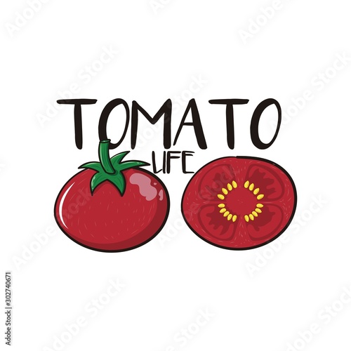 set of tomatoes food cutted red tomatoe isolated on white