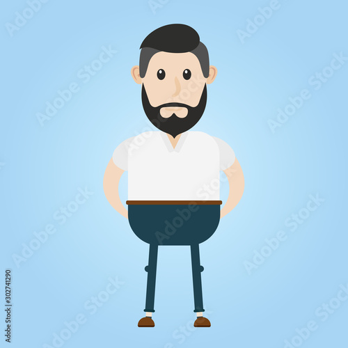 Cartoon illustration of a handsome young man with a beard