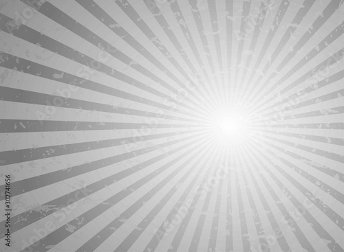 Sunlight retro faded grunge background. Gray color burst background. Vector illustration.