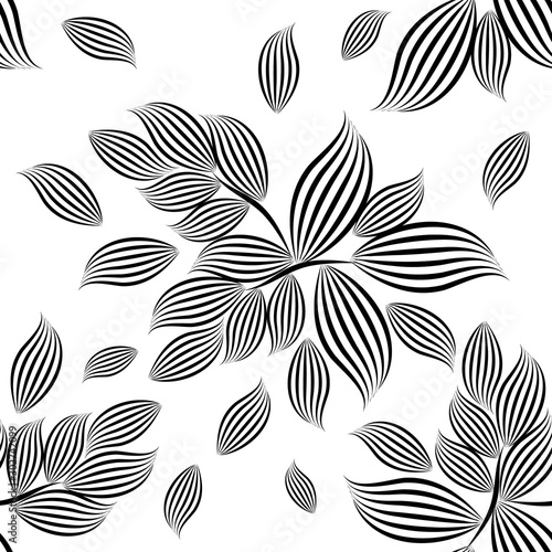 The seamless background is monochrome flowers. Vector